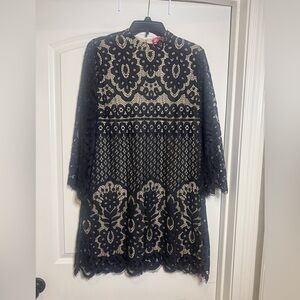 Elegant Black Lace Long Sleeve Dress